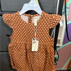 Quincy Mae Brown and White Kids Bodysuit